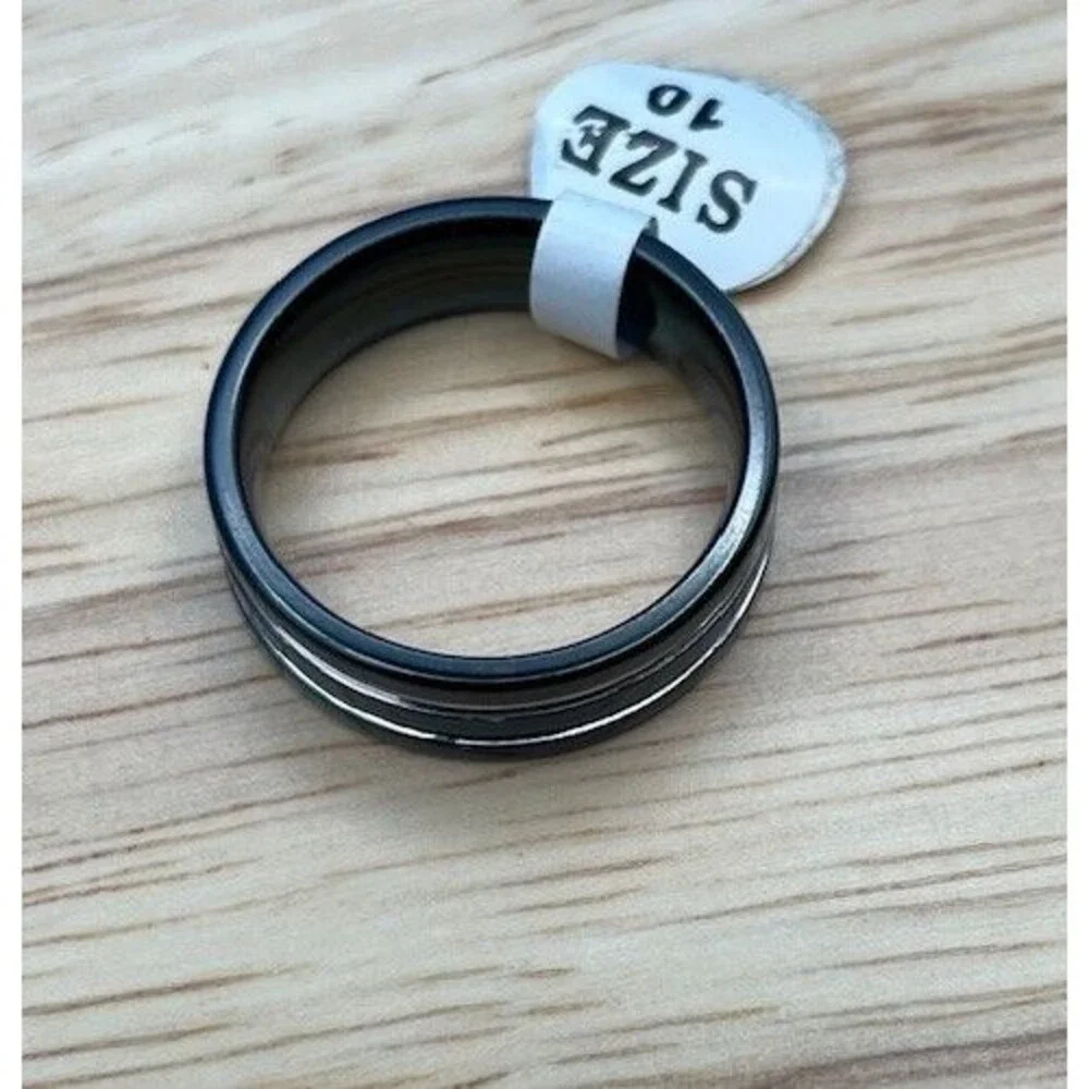 Titanium Black Men's Ring - Size 9 Elegant On Trend Minimalist Elevated Vibe